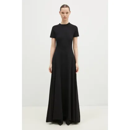 Zdjęcie VETEMENTS sukienka Embroidered Logo Ballroom kolor czarny maxi rozkloszowana WA66DR710B