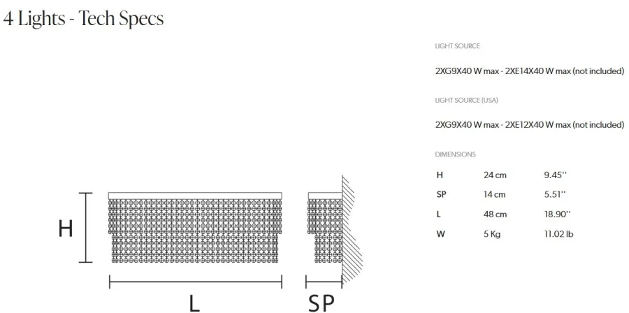 obrazek 3 Włoska lampa ścienna w dwóch wariantach wymiarowych