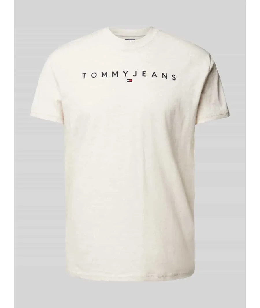 obrazek 1 Tommy Jeans T-Shirt Linear Logo DM0DM20744 Beżowy Regular Fit