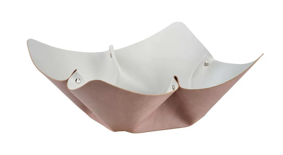 obrazek 1 Skórzana misa na owoce Ø45 cm w kształcie kwiatu w kolorze zgaszonego różu