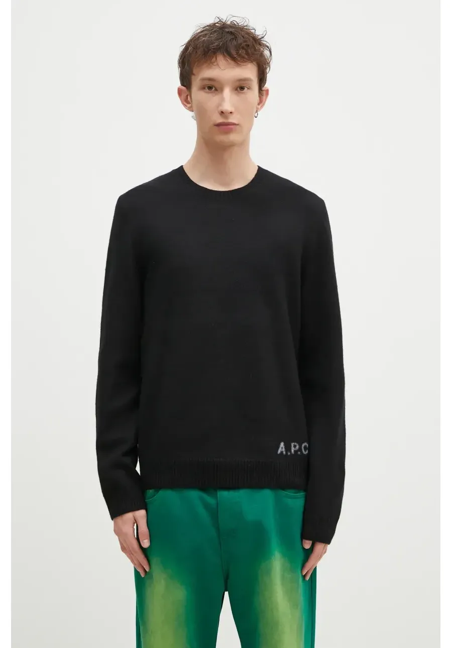 obrazek 1 A.P.C. sweter wełniany Pull Edward męski kolor czarny  WVBDJ.H23059