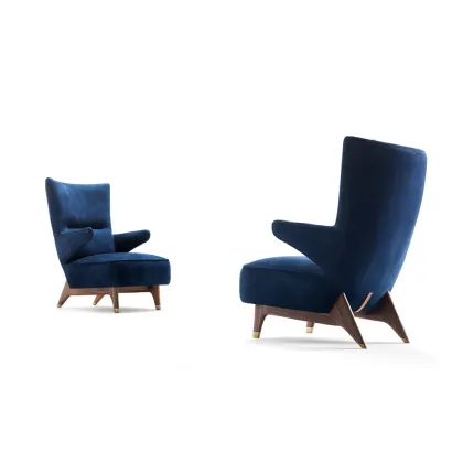 Zdjęcie Nowoczesny fotel z drewna i skóry/tkaniny do wyboru - Ulivi Salotti