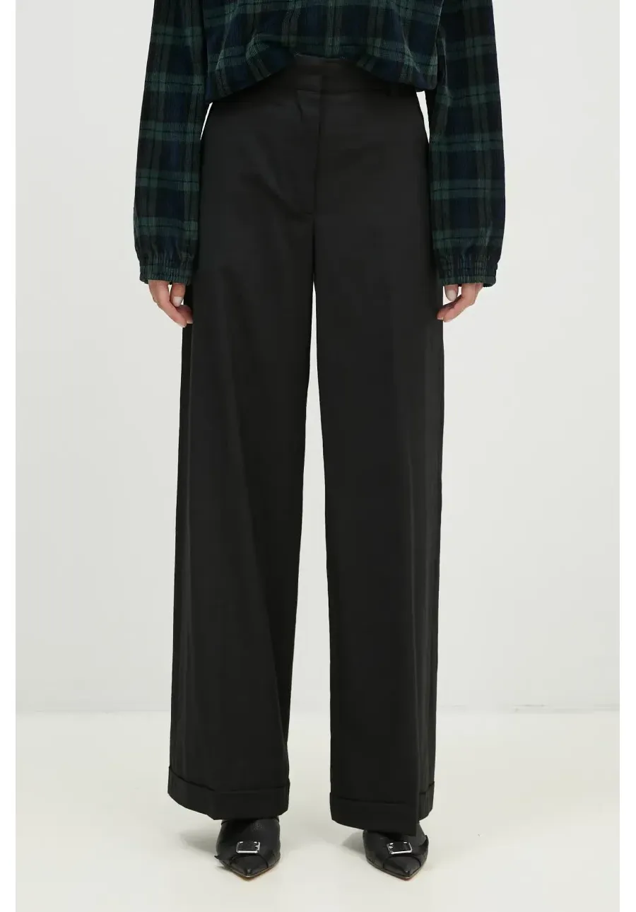 obrazek 1 Kenzo spodnie wełniane Solid Tailored Pants kolor czarny proste high waist FE52PA0869RB.99