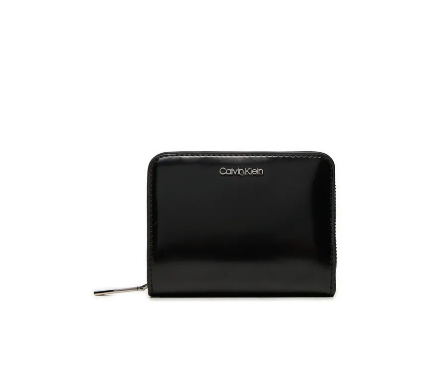 obrazek 1 Calvin Klein Mały Portfel Damski Ck Must Medium Zip Around_Shiny K60K612847 Czarny