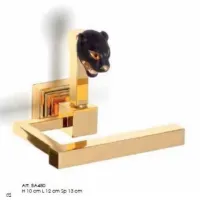 Zdjęcie Luksusowy uchwyt na papier toaletowy z 24K złota z mikroodlewem emaliowanej mosiężnej pantery - Il Paralume Marina