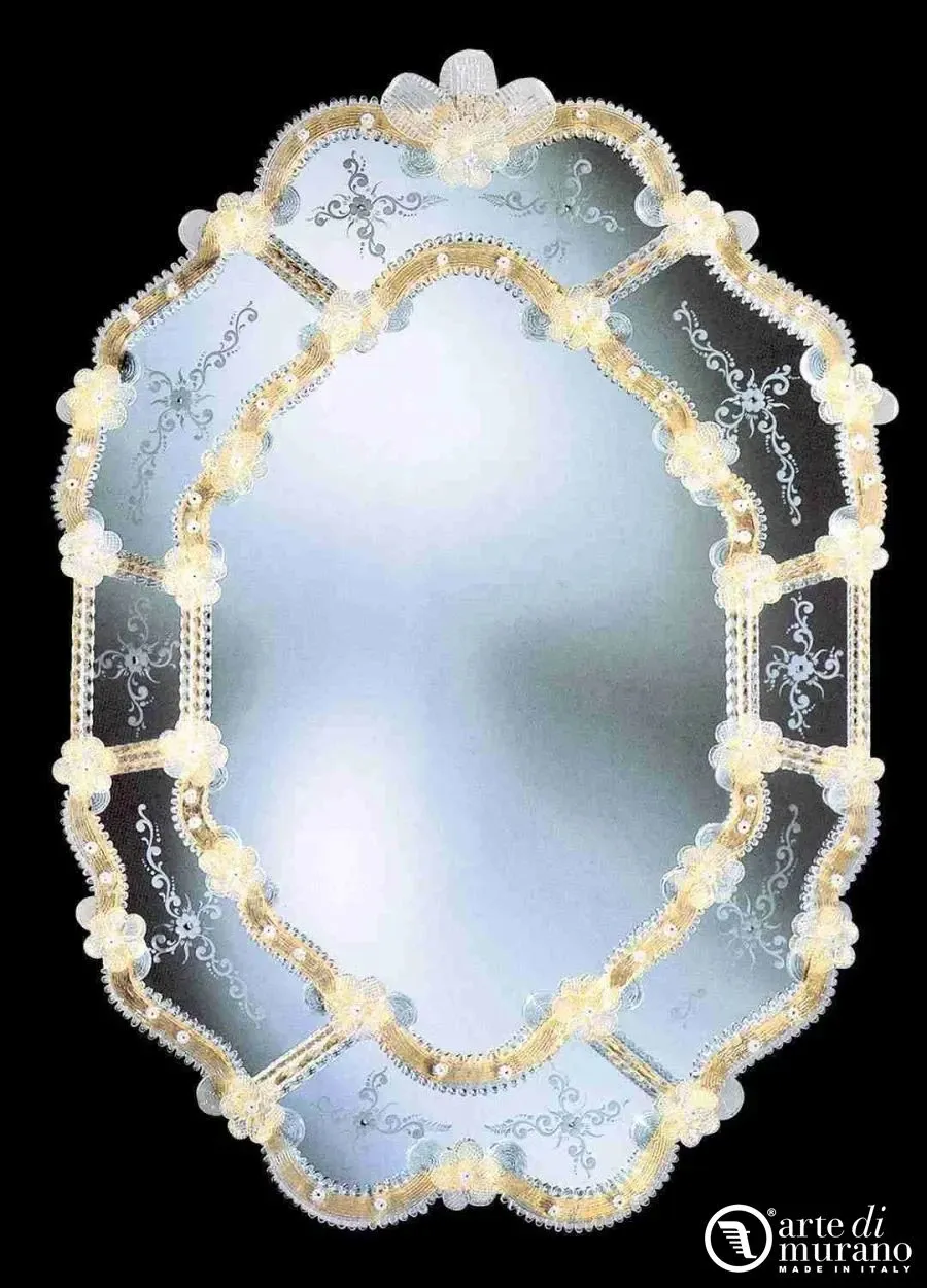 obrazek 1 Owalne weneckie lustro ze szkła Murano
