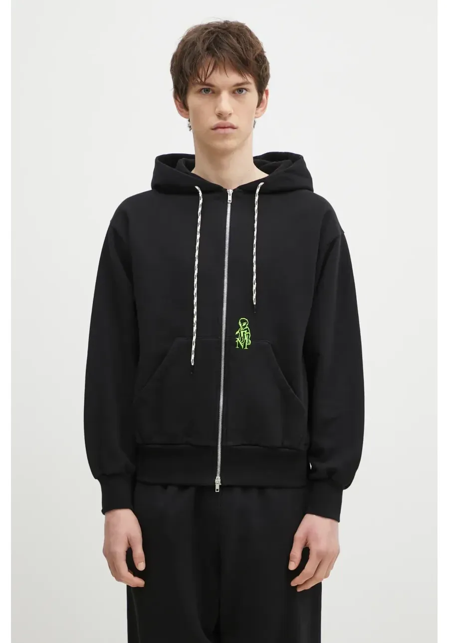obrazek 1 No Problemo bluza bawełniana Mini Alien Zip Through Hoodie męska kolor czarny z kapturem z aplikacją NP20030.02