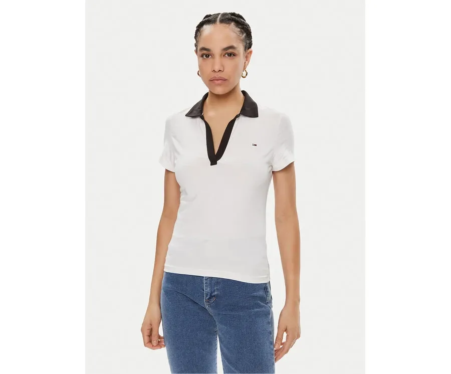obrazek 1 Tommy Jeans Polo Contrast DW0DW17225 Biały Slim Fit