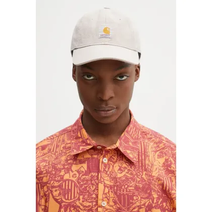 Zdjęcie Carhartt WIP czapka z daszkiem bawełniana Icon Cap kolor beżowy z aplikacją I033359