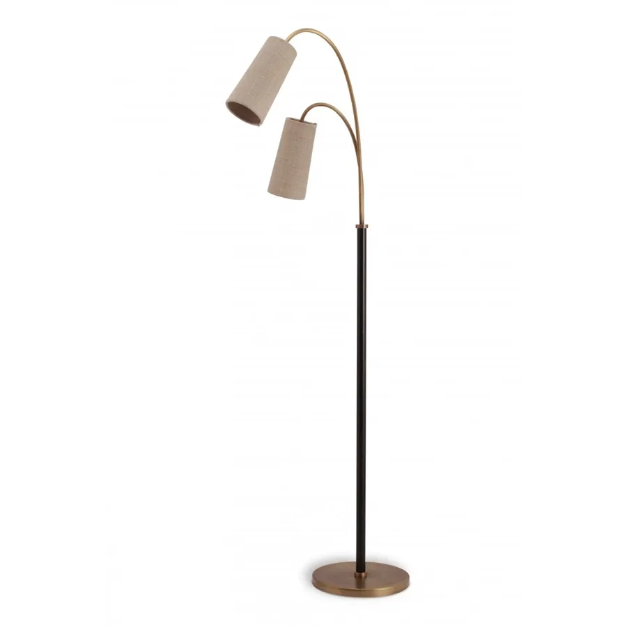 obrazek 3 Unikatowa mosiężna wysoka lampa KELLY z dwoma światłami