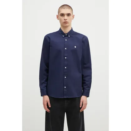 Zdjęcie Carhartt WIP koszula bawełniana Longsleeve Madison Shirt męska kolor granatowy regular I023339.2E2XX