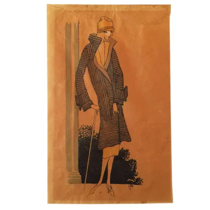 Picture Drawing - design of a Belle Epoque Haute Couture coat made in ink and watercolor on paper