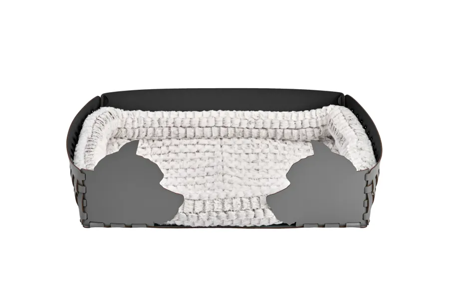 obrazek 1 Duże szare skórzane legowisko dla psa 60x42xH15 cm