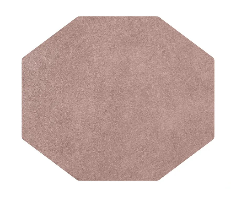 obrazek 3 Skórzana ośmiokątna podkładka stołowa w kolorze perłowym i pudrowego różu