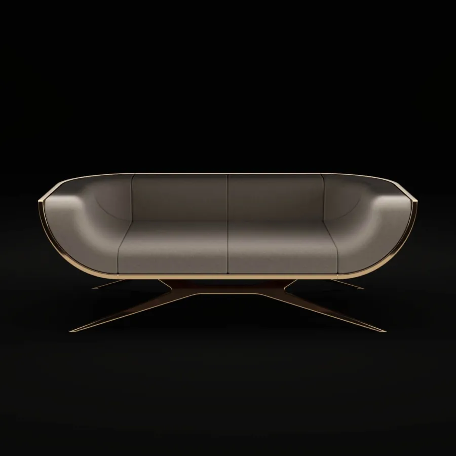 obrazek 5 Luksusowa dwuosobowa sofa z drewna żelaznego do salonu
