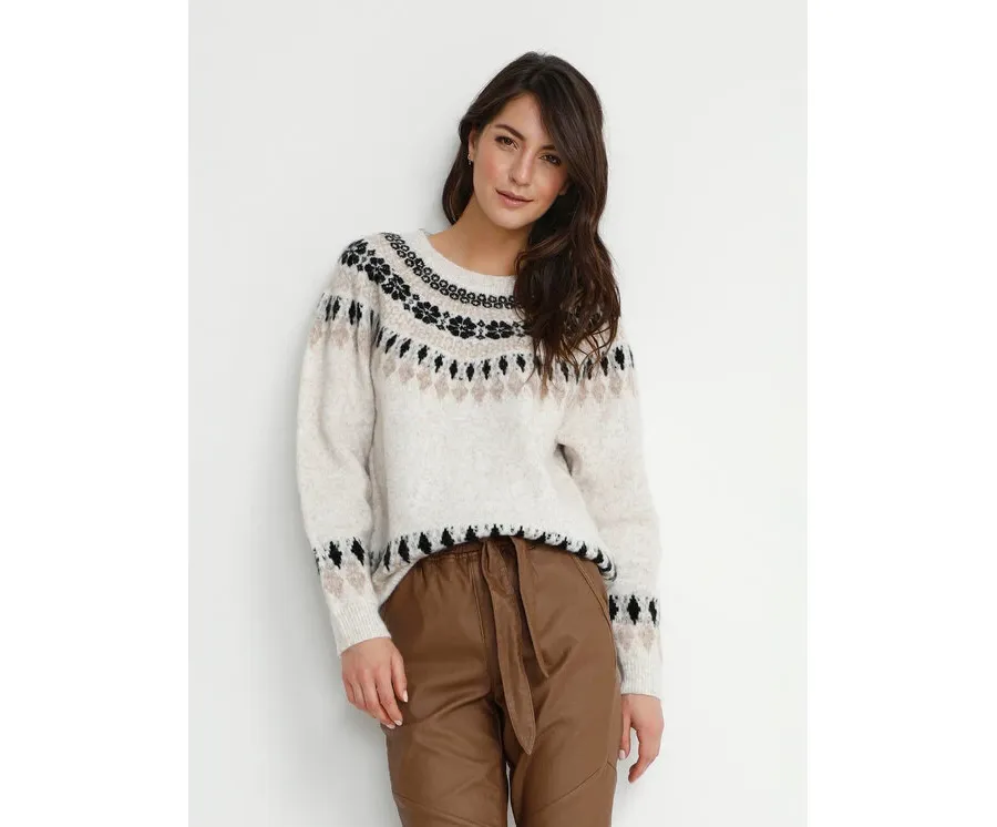 obrazek 1 Cream Sweter Cherry 10610568 Beżowy Loose Fit