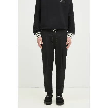 Zdjęcie Drôle de Monsieur spodnie z domieszką wełny Le Pantalon Cropped męskie kolor czarny proste PERM-BP167-PL127-BL