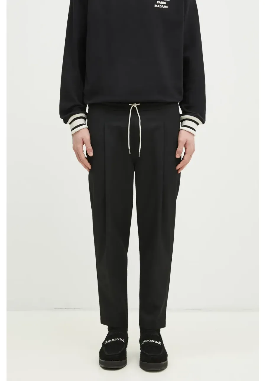 obrazek 1 Drôle de Monsieur spodnie z domieszką wełny Le Pantalon Cropped męskie kolor czarny proste PERM-BP167-PL127-BL