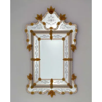 Zdjęcie Wyjątkowe ręcznie robione i grawerowane weneckie lustro Murano