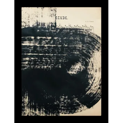 Zdjęcie Black no 22. Akryl na starych, archiwalnych nutach, 34 x 27 cm