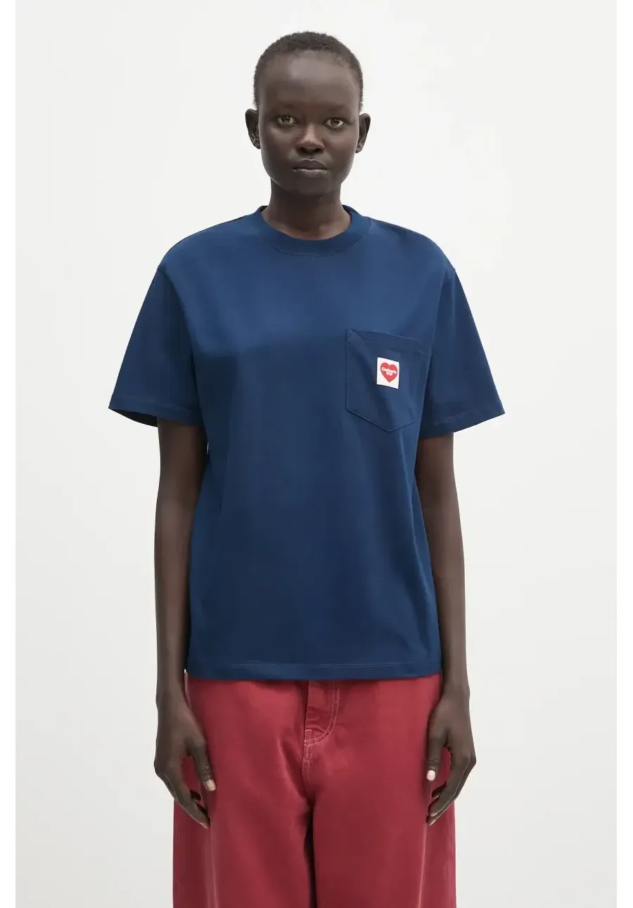 obrazek 1 Carhartt WIP t-shirt bawełniany S/S Pocket Heart T-Shirt damski kolor granatowy I032180