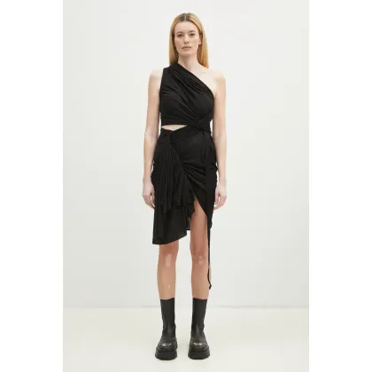 Zdjęcie Rick Owens sukienka bawełniana Fog kolor czarny midi dopasowana DS01E3500.BH