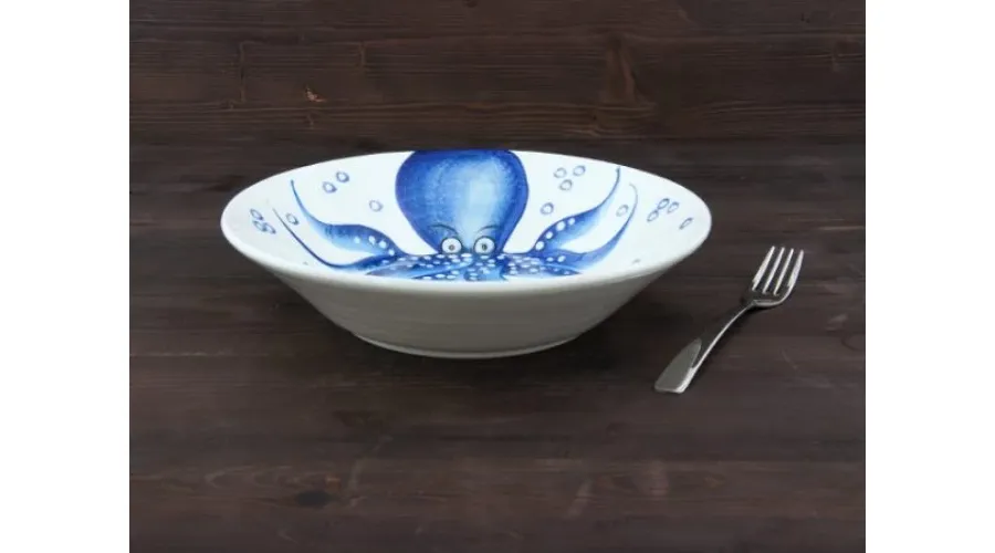 obrazek 2 Ceramiczna średnia ręcznie malowana miska zdobiona motywem ośmiornicy - Le Ceramiche