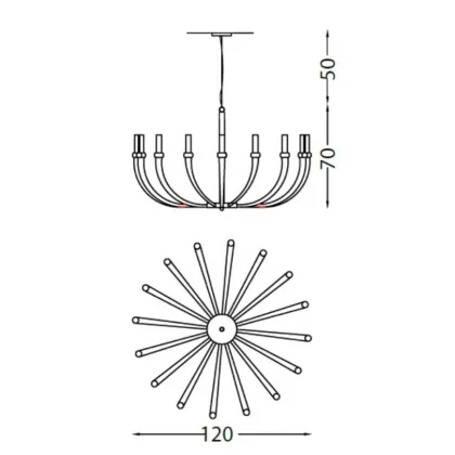 Zdjęcie Stylowy żyrandol z ramionami rogowymi, kryształami i świecami borokrzemianowymi - Il Paralume Marina