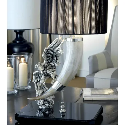 Picture A phenomenal lamp with a marble dust sculpture and antlers