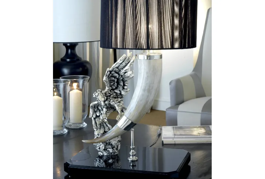 obrazek 1 Zjawiskowa lampa z rzeźbą z pyłu marmurowego i porożem