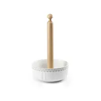 Picture A stylish porcelain kitchen towel rack decorated with a simple gray motif - Leander