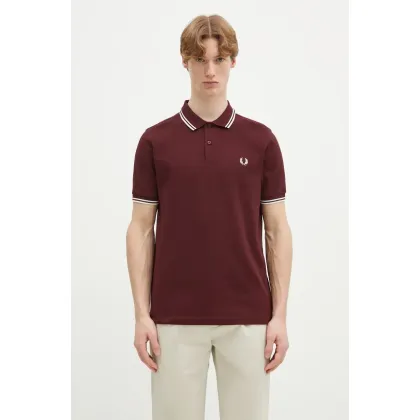 Zdjęcie Fred Perry polo bawełniane męski kolor bordowy gładki M3600.597