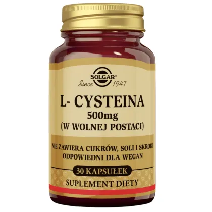 Zdjęcie Solgar L-Cysteina 500 mg Preparat wspomagający pracę wątroby kapsułki