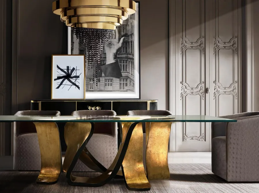 obrazek 2 Designerski stół obiadowy ze złotego liścia
