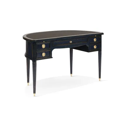 Picture Semi-circular desk with a leather top