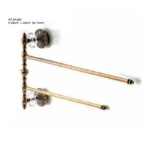 Picture Double towel rack in brunito brass and Swarovski crystal for a stylish bathroom - Il Paralume Marina