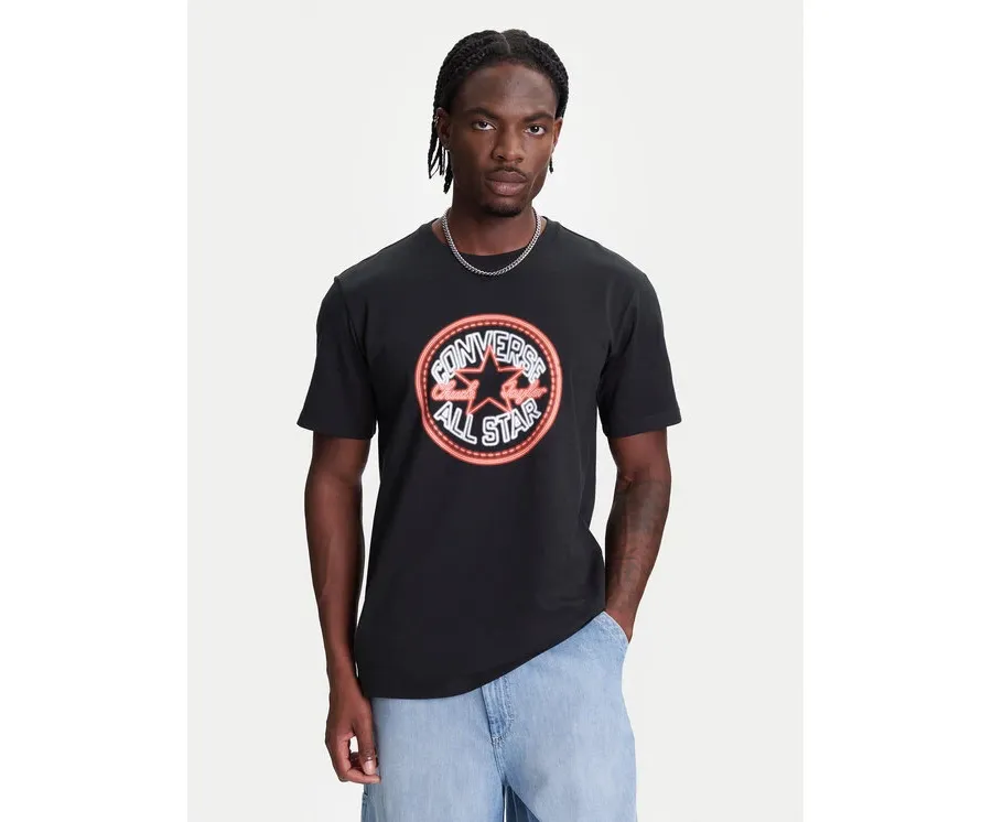 obrazek 1 Converse T-Shirt Neon Sign All Star Patch 10027722-A01 Czarny Regular Fit