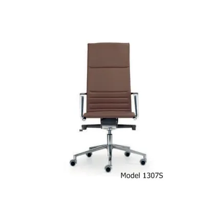 Zdjęcie Aluminiowo skórzany designerski fotel gabinetowy