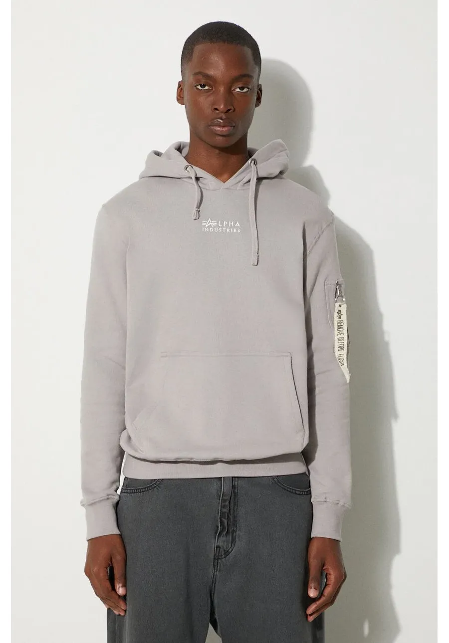 obrazek 1 Alpha Industries bluza bawełniana Organics Emb Hoody męska kolor szary z kapturem z aplikacją 118350.643-SZARY