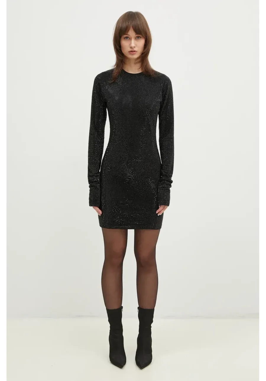 obrazek 1 VETEMENTS sukienka Iced-Out Longsleeve Mini kolor czarny mini dopasowana WA66DR900B