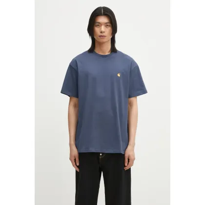 Zdjęcie Carhartt WIP t-shirt bawełniany S/S Chase T-Shirt męski kolor niebieski gładki I026391.2Q8XX