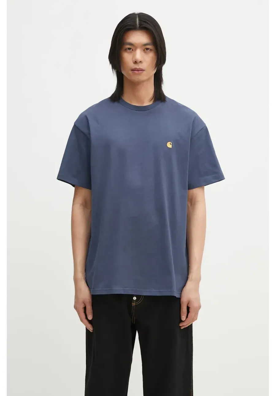 obrazek 1 Carhartt WIP t-shirt bawełniany S/S Chase T-Shirt męski kolor niebieski gładki I026391.2Q8XX