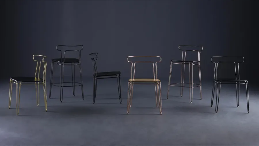 obrazek 2 Designerski, stalowy stołek barowy ze skórą - Jackie - Colico