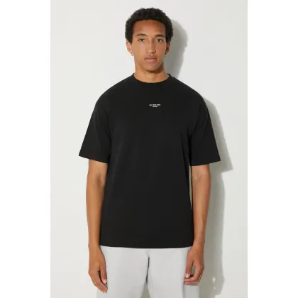 Zdjęcie Drôle de Monsieur t-shirt bawełniany Le T-Shirt Slogan Classique męski kolor czarny gładki PERM-TS202-CO002-BL