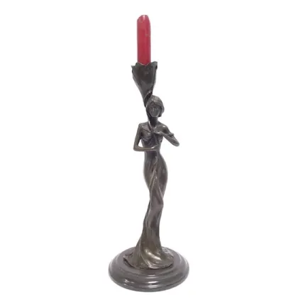 Zdjęcie Stylowy brązowy świecznik figuratywny