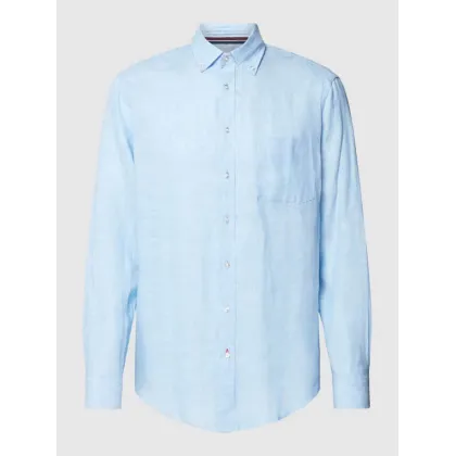 Zdjęcie Koszula lniana o kroju regular fit z kołnierzykiem typu button down