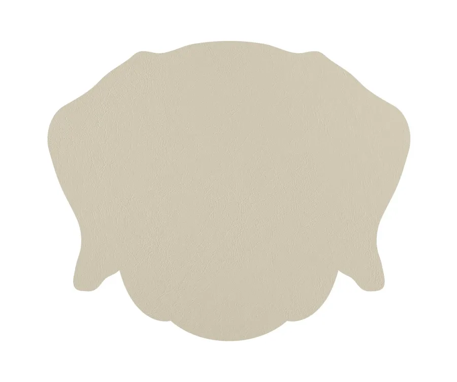 obrazek 3 Oryginalna podkładka stołowa - głowa psa wykonana ze skóry w kolorze białym i waniliowym