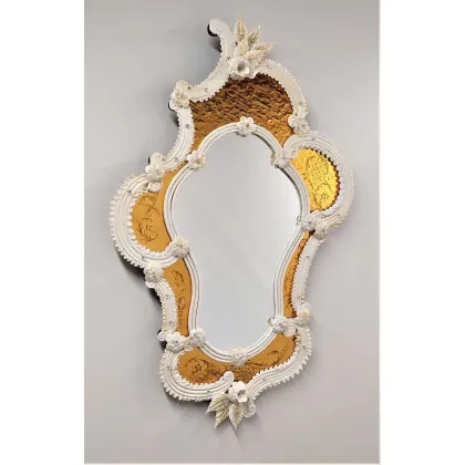 Zdjęcie Wyjątkowe asymetryczne lustro weneckie Murano