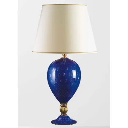 Zdjęcie Gustowna lampa na biurko w kolorze niebieskim ze szkła Murano i złota