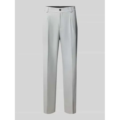 Zdjęcie Spodnie zakładkami w pasie, prostą nogawką i szlufkami na pasek model ‘Flips’